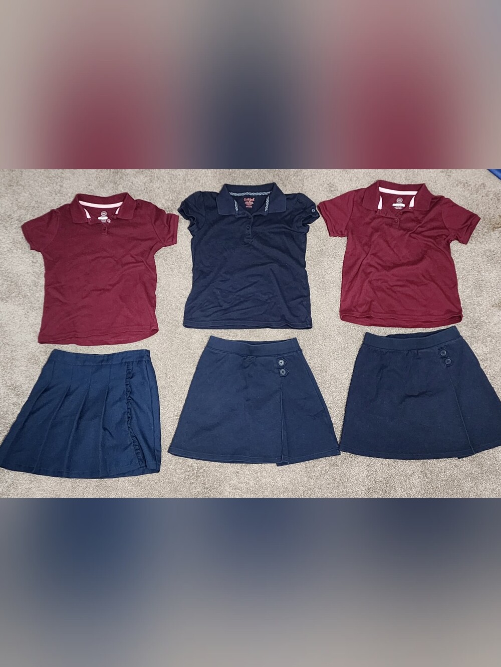 Girls Uniform Sets Size 10-12, 3 Skirts & 3 Shirts, Wonder Nation/Cat & Jack